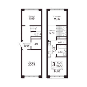 Квартира 96,7 м², 3-комнатная - изображение 1