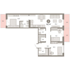 Квартира 91,7 м², 3-комнатная - изображение 3