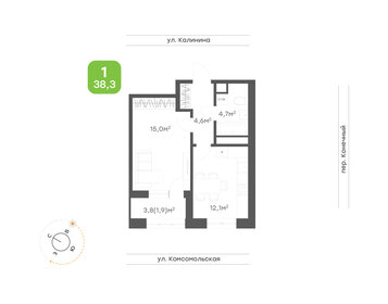 Квартира 38,3 м², 1-комнатная - изображение 1