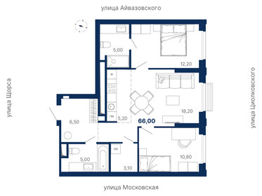Квартира 66 м², 2-комнатная - изображение 1