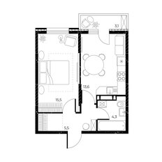 Квартира 39,8 м², 1-комнатная - изображение 2