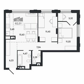 Квартира 62,5 м², 3-комнатная - изображение 1