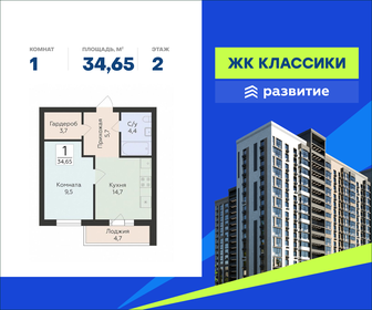 Квартира 34,7 м², 1-комнатная - изображение 1