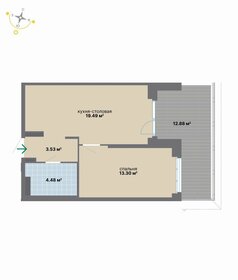 Квартира 53,7 м², 1-комнатная - изображение 2