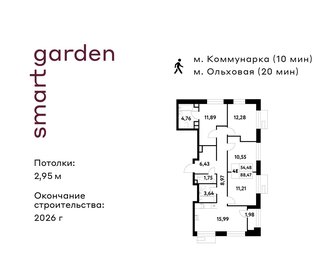 Квартира 88,5 м², 4-комнатная - изображение 1