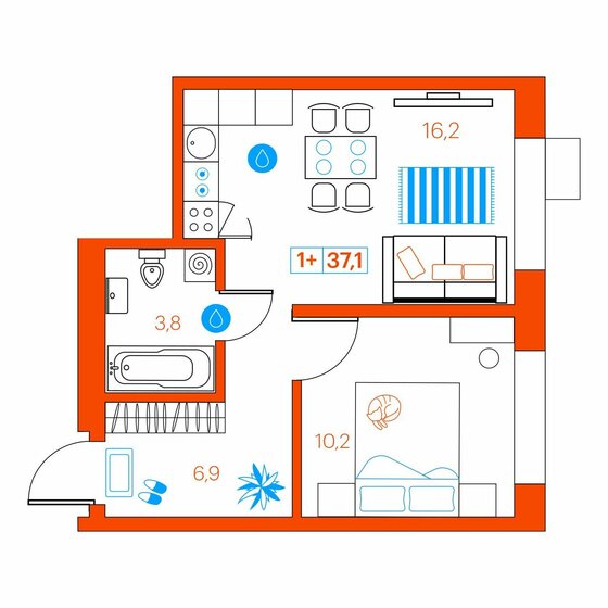 39 м², 1-комнатная квартира 5 390 000 ₽ - изображение 86