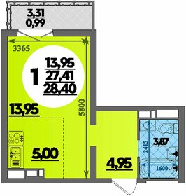 Квартира 28,4 м², студия - изображение 1