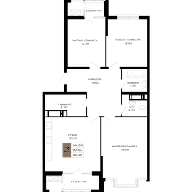 Квартира 95,3 м², 3-комнатная - изображение 1