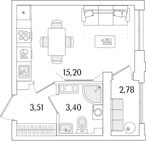 Квартира 23,5 м², студия - изображение 1