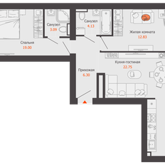 Квартира 73 м², 2-комнатная - изображение 2
