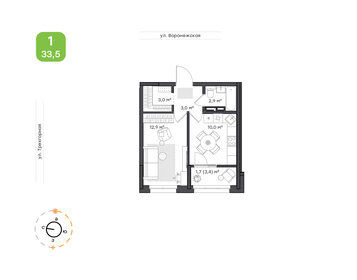Квартира 33,5 м², 1-комнатная - изображение 1