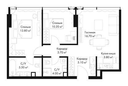 Квартира 62,8 м², 2-комнатная - изображение 2