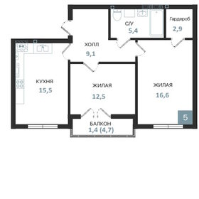 Квартира 63,4 м², 2-комнатная - изображение 1