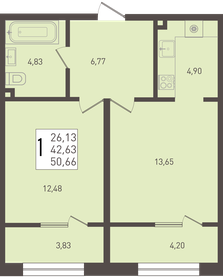 Квартира 50,7 м², 1-комнатная - изображение 1