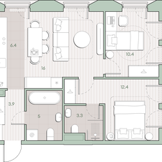 Квартира 57,4 м², 2-комнатная - изображение 2