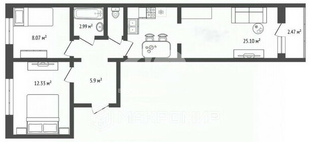 Квартира 59 м², 3-комнатная - изображение 1
