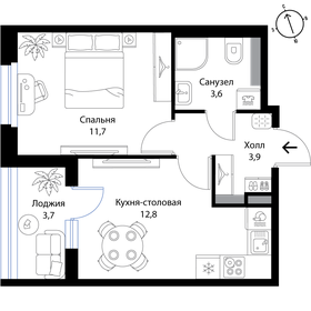 Квартира 33,9 м², 1-комнатная - изображение 1