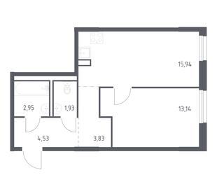Квартира 42,3 м², 1-комнатная - изображение 1