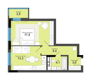 Квартира 46,2 м², 1-комнатная - изображение 1