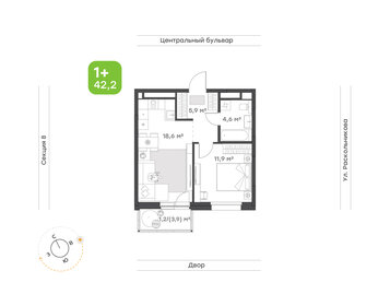 Квартира 42,2 м², 1-комнатная - изображение 1
