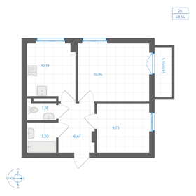 Квартира 48,5 м², 2-комнатная - изображение 1