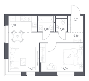 Квартира 48 м², 1-комнатная - изображение 1