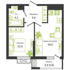 Квартира 38,4 м², 2-комнатная - изображение 1
