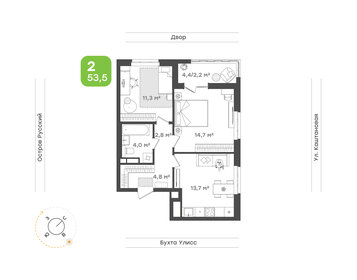 Квартира 53,5 м², 2-комнатная - изображение 1