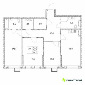 Квартира 94,7 м², 3-комнатная - изображение 1
