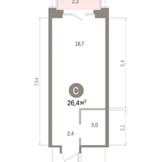 Квартира 26,4 м², студия - изображение 2