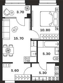 Квартира 46,4 м², 1-комнатная - изображение 1