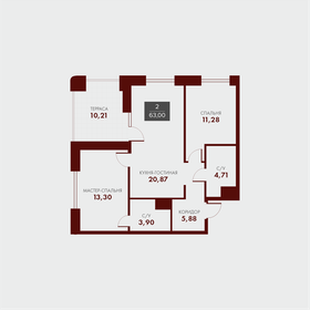 Квартира 63 м², 2-комнатная - изображение 1