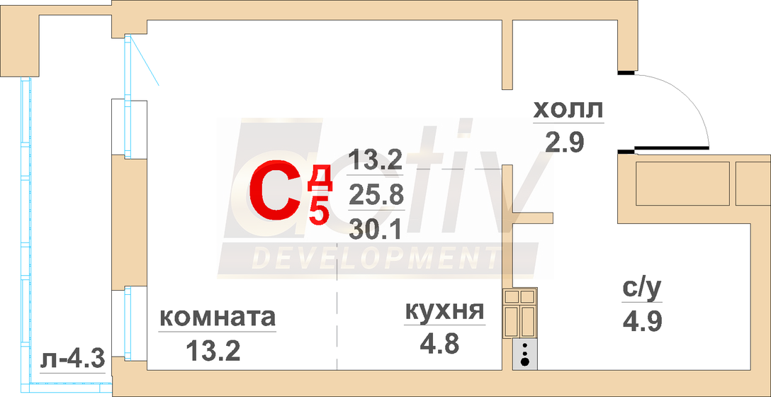 27,3 м², квартира-студия 5 580 000 ₽ - изображение 20