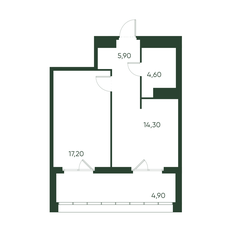 Квартира 46,9 м², 1-комнатная - изображение 3