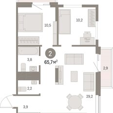 Квартира 65,7 м², 2-комнатная - изображение 3