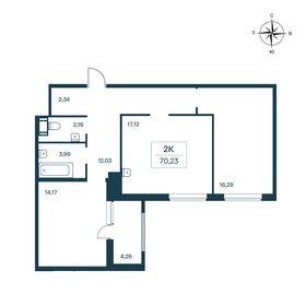 Квартира 70,2 м², 2-комнатная - изображение 1