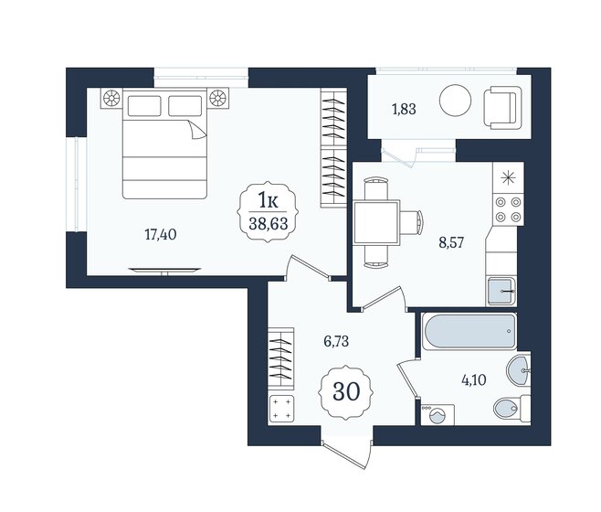 38,6 м², 1-комнатная квартира 8 266 820 ₽ - изображение 45