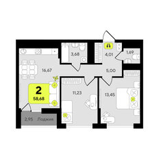 Квартира 58,7 м², 2-комнатная - изображение 2