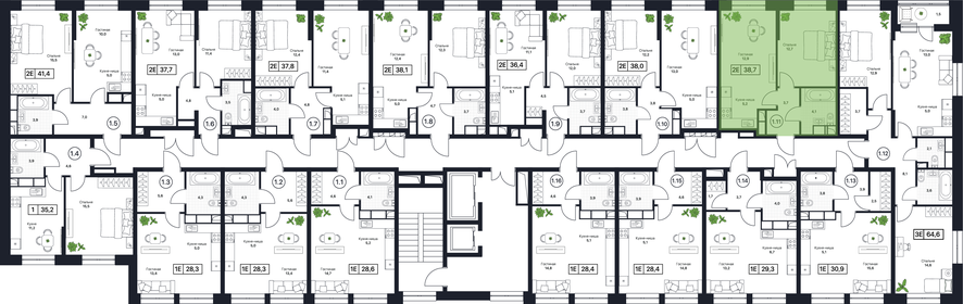 Квартира 38,7 м², 1-комнатная - изображение 2