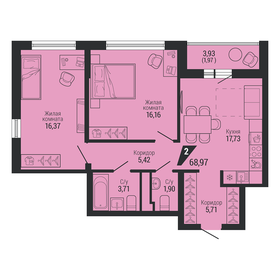 Квартира 69 м², 2-комнатная - изображение 1