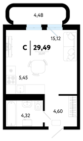 Квартира 29,5 м², студия - изображение 1