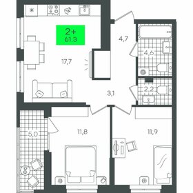 Квартира 61,4 м², 2-комнатная - изображение 1
