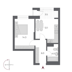 Квартира 39,9 м², 1-комнатная - изображение 2