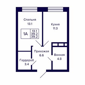 Квартира 39,2 м², 1-комнатная - изображение 1