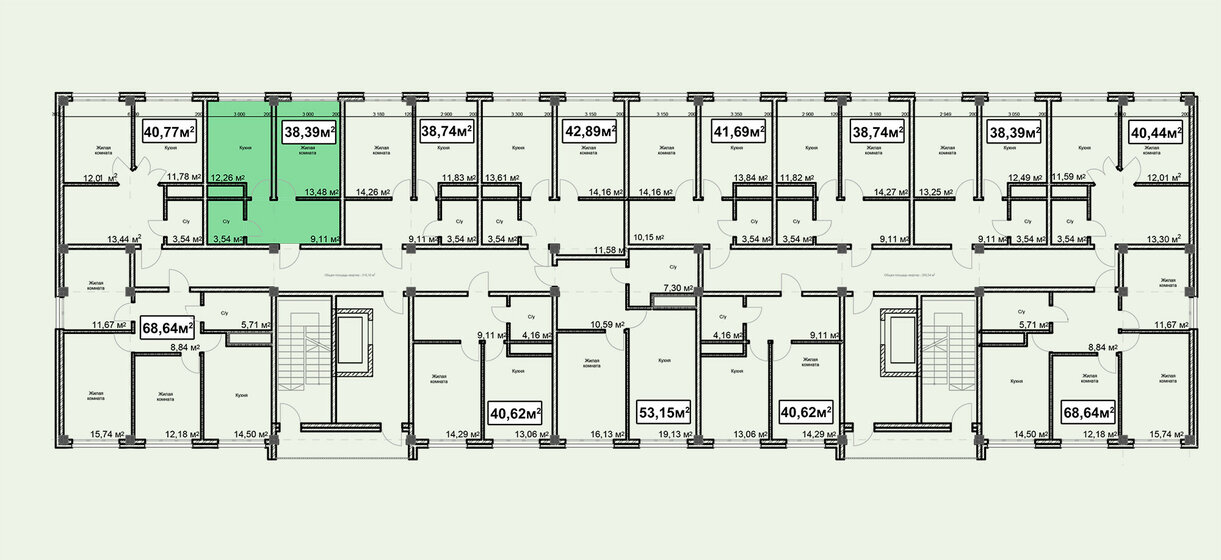 39,3 м², 1-комнатная квартира 5 541 300 ₽ - изображение 56