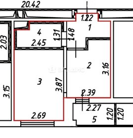 Квартира 23,6 м², 1-комнатная - изображение 2