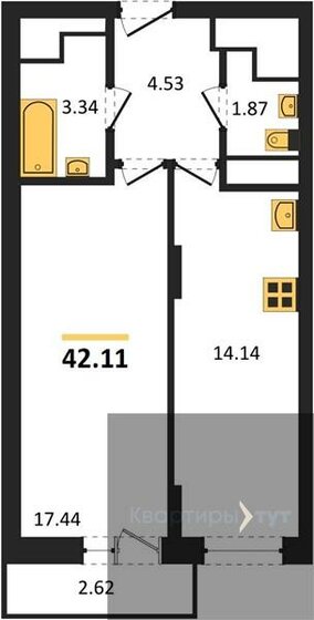 42,1 м², 1-комнатная квартира 4 944 000 ₽ - изображение 30