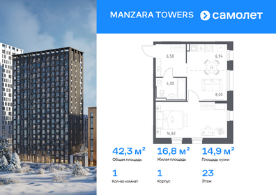 Квартира 42,3 м², 1-комнатная - изображение 1