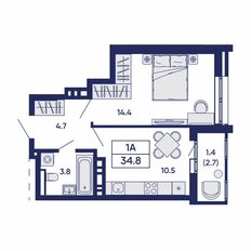 Квартира 34,8 м², 1-комнатная - изображение 3