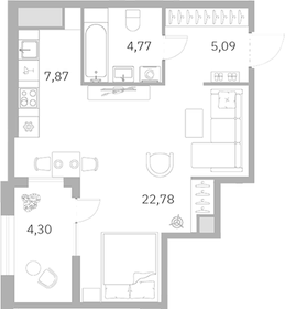 Квартира 41,8 м², студия - изображение 1